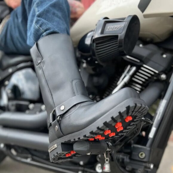 Unik Men's Black Leather Boots with Side Zipper - Picture 1 of 6